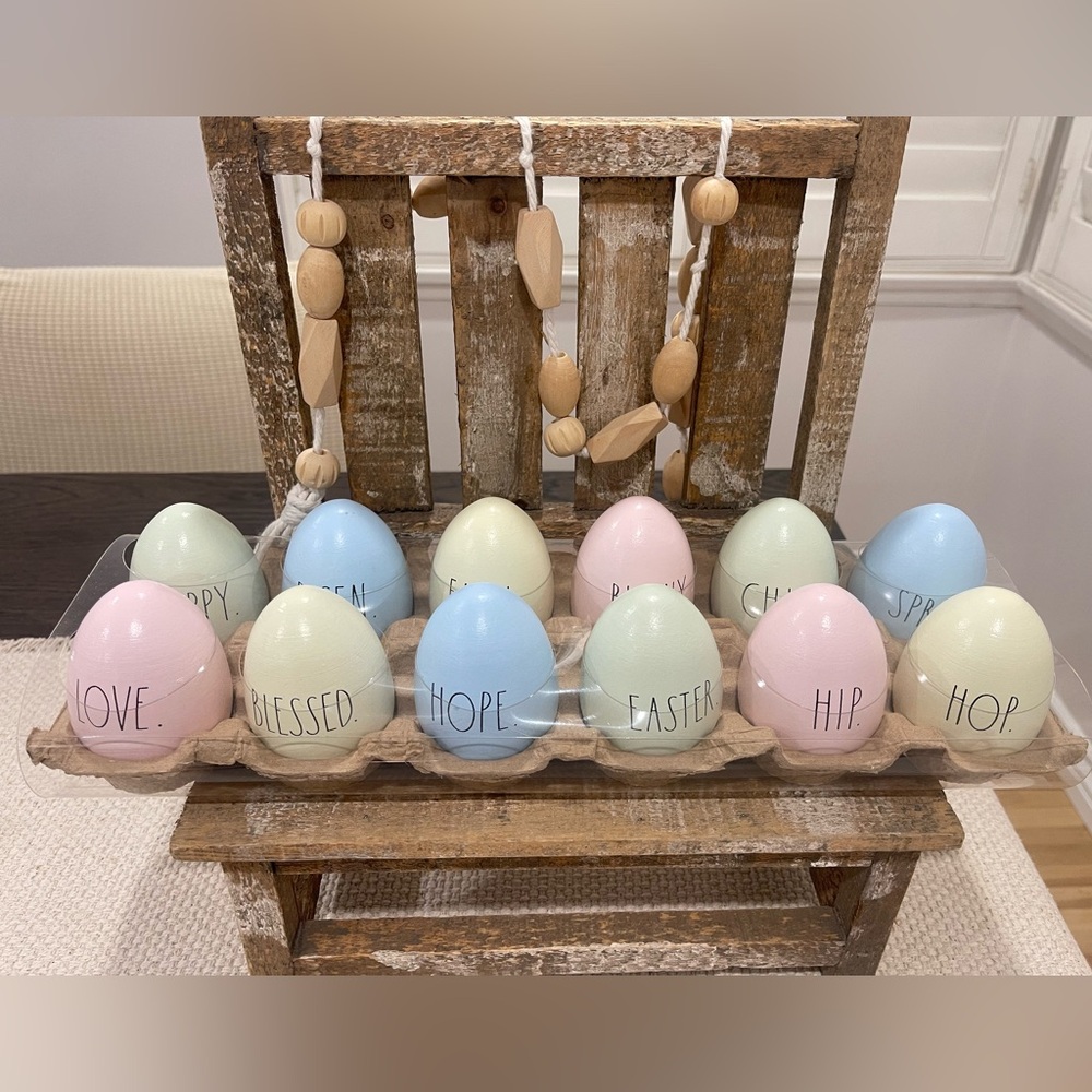 HTF Rae Dunn Pastel Wooden Easter Eggs